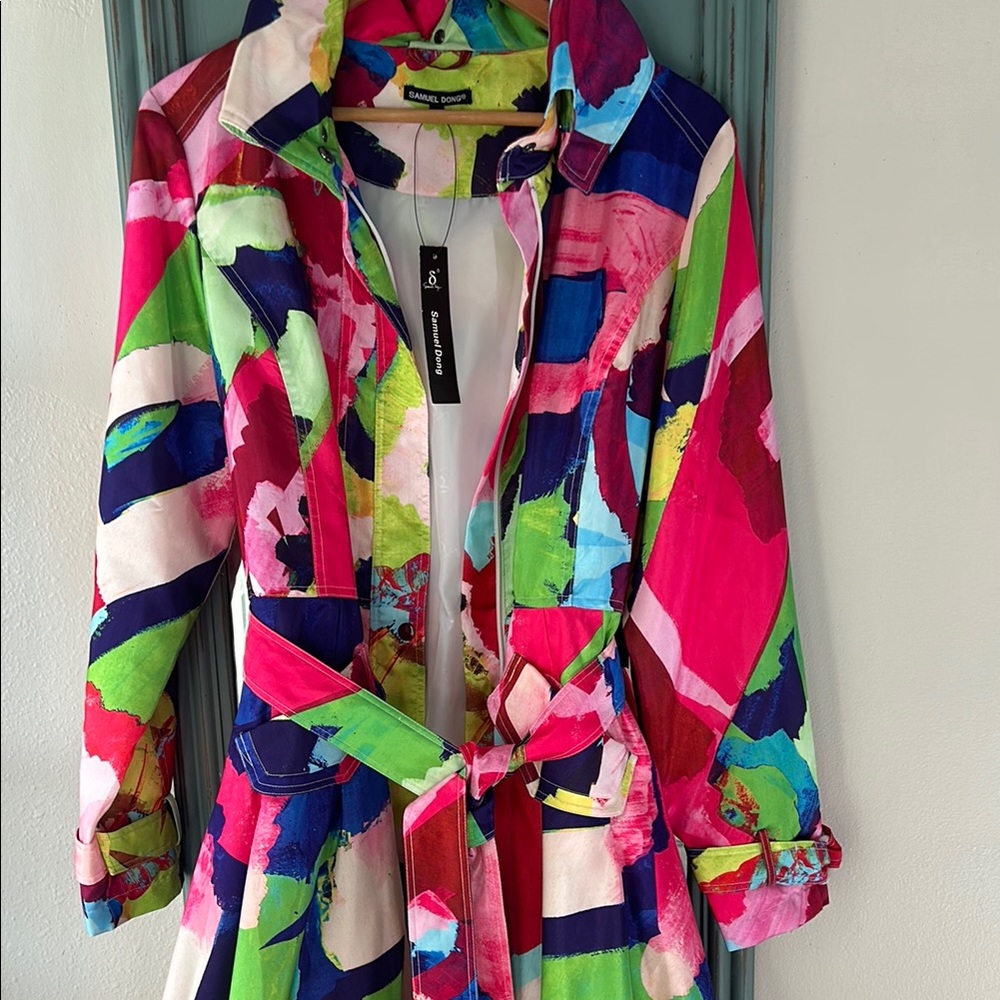 Desigual Multicolor Abstract Belted Coat